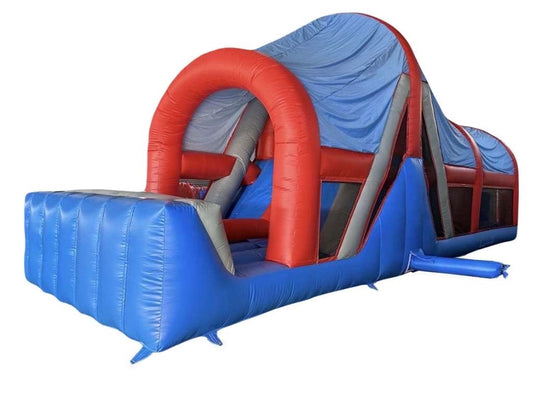 Stormbaan afgedekt blauw/rood 17m